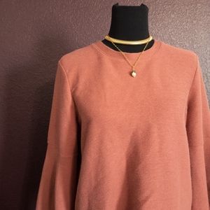 Ribbed Salmon Flared-Sleeve Top